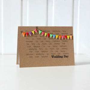 Personalised Wedding Day Congratulations Card, with Handmade Bright Bunting Embellishments image 5