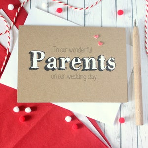 Hand Painted Personalised Wedding Day Thank you Card for Parents / Mum and Dad