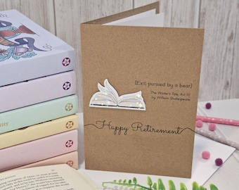 Happy Retirement Bookish Greetings Card | Holographic William Shakespeare Winter's Tale Quote Card