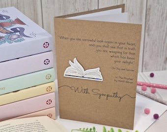 With Sympathy Bookish Greetings Card | Holographic Kahlil Gibran The Prophet Literary Quote Card