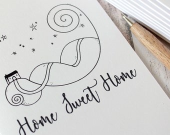 Illustrated New Home Card: Hand Drawn 'Home Sweet Home' Illustration