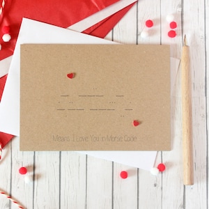"Happy Jubiläumskarte für Nerds im Morsecode - Verlobungskarte - Hochzeitskarte ""Handgemachte Karte"" im Morsecode - Karte zum Valentinstag Valentinstag Karte für den Geek."