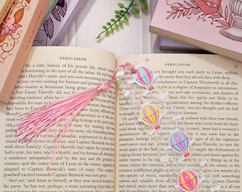 Hot Air Balloon Acrylic Bookmark with Tassel | Whimsical Adventure Design | Travel Lover Gift | Up and Away!