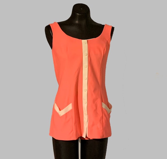 Best Vintage Mod 60s DeWeece Hot Pink Swim Dress … - image 1