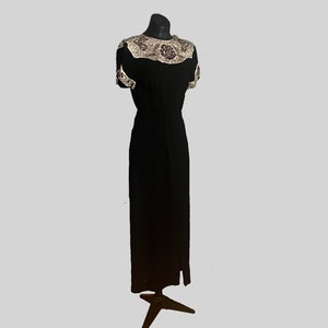 Fabulous c.1940 Embellished Long Evening Gown Small Best