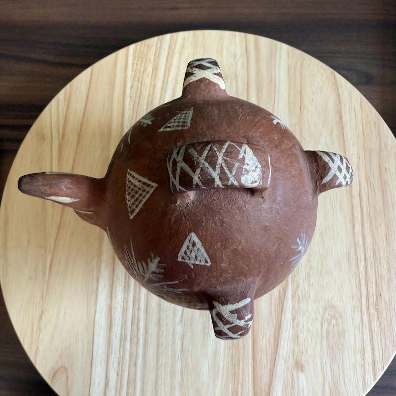 Vintage Peruvian Quinua Vessel Pitcher Zoomorphic Rustic Jug Red