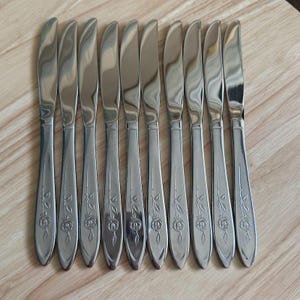 10 Vintage My Rose Knives Modern Solid Oneida Stainless Flatware