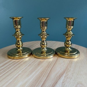 3 Vintage Baldwin Brass Candlestick Holders Traditional 5&quot;