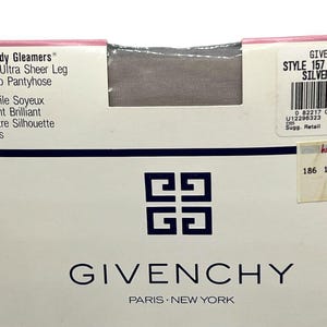 Givenchy Shimmery Ultra Sheer Leg Control Top Pantyhose Size D Silver Fox 15 Denier