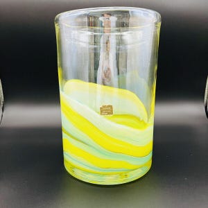 Pier One Vase Amber Swirl Art Glass Collection Italy Hand Blown Cut Bottom