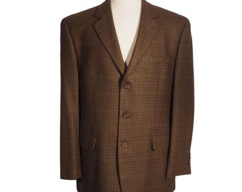 Ralph Lauren Mens Sport Coat Jacket 43 Reg Houndstooth Wool Brown Multi