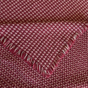 Vintage Homespun Tablecloth Woven Spice Red White Fringe Rectangular 90 X 54