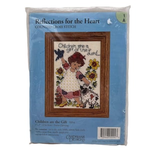 I bambini sono il dono Kit punto croce contato 5&quot;x7&quot; Candamar Designs 5094 Include tela Aida e filo interdentale