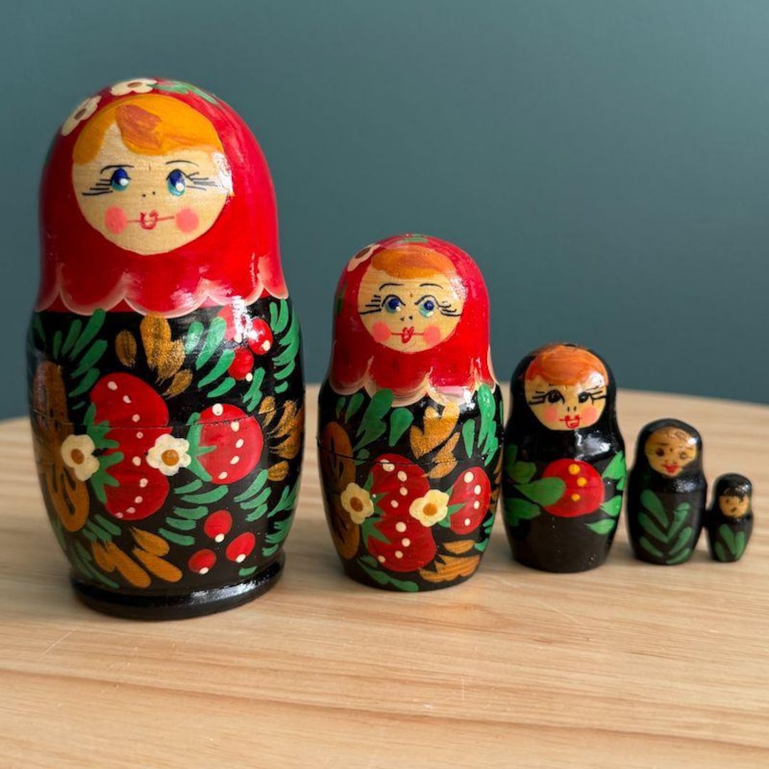 Muñecas Matrioska Rusas De Madera – Set De 6 Piezas Con Animales (Vacas) Para Decoración, Aprendizaje Y Juego Infantil