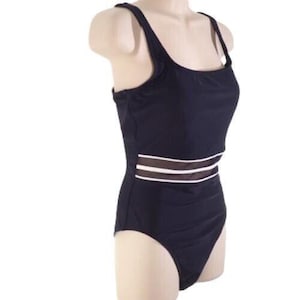 Anne Cole Swimsuit Size 10 Women Black Mesh Sheer One Piece