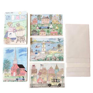 5er Set Vintage-inspirierte Original nostalgische Americana Folk Art Grußkarten mit Umschlägen