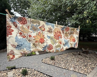 Cenefa de jacquard floral, juego de 2 piezas, 259 cm de ancho total, colores otoñales, color óxido.