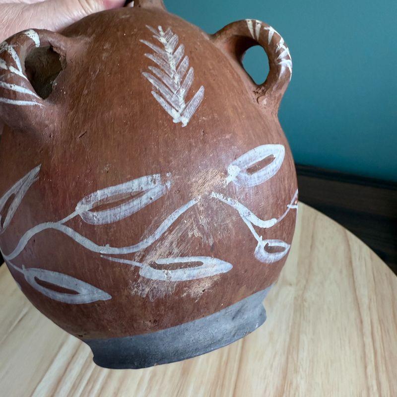 工芸品 Peruvian Quenua harvest pottery Vintage Peruvian Quinua Vessel Pitcher Zoomorphic Rustic Jug Red