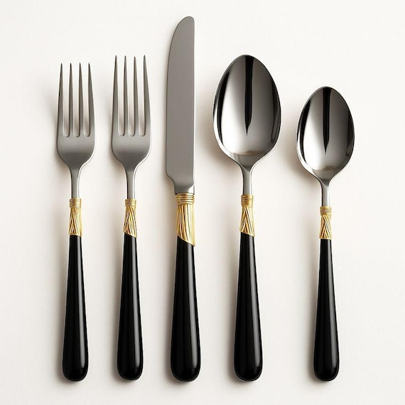 5-piece Patrick Yamazaki Lindi Flatware Set Black Handles