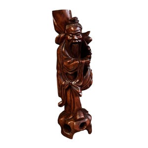 Antique Hand-Carved Wooden Chinese Asian Scholar Statue Root Wood or Cherry?