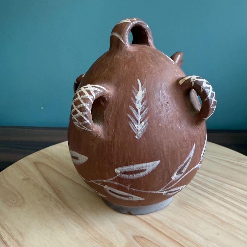 工芸品 Peruvian Quenua harvest pottery Vintage Peruvian Quinua Vessel Pitcher Zoomorphic Rustic Jug Red