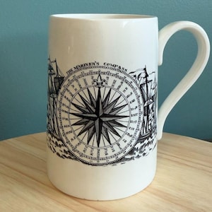 Vintage Nautical Mariners Compass Mug With Ship Design England