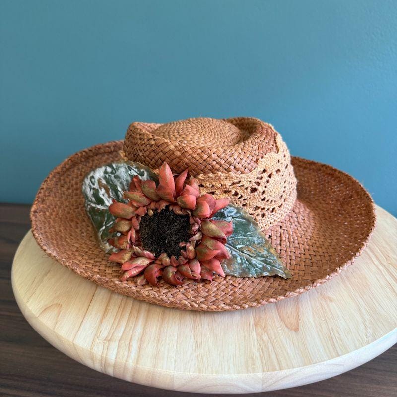 Vintage 1990s Womens Woven Straw Hat W/ Crochet Band & Faux  display picture 2