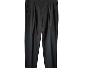 Vintage Paul Fredrick Mens 32x30 Pants Black Brushed Cotton Cuffed 90s Chinos