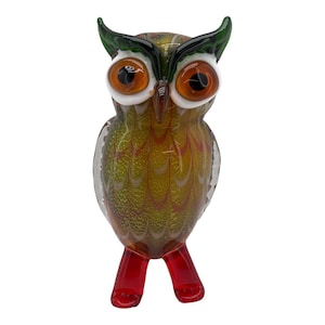 Vintage Murano Owl Art Glass Italy Handblown Figurine