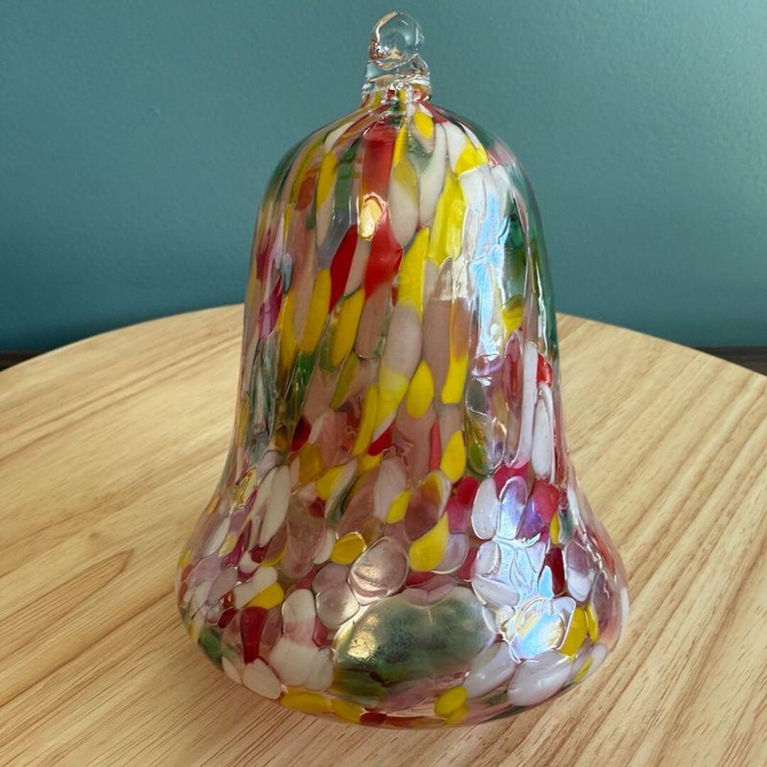 Handmade Zorza Polish Handblown Glass Bell Ornament Colorful