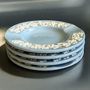 4 Vintage Wedgwood Ashtrays Queensware Blue White England Etrulia + Balaston