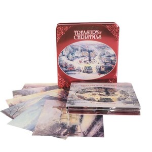 Thomas Kinkade Treasury of Christmas Tin 101 Orchestra d'archi 3 CD 6 cartoline