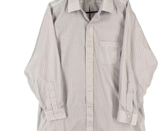 Brooks Brothers Herrskjorta med lång ärm, 16 1/2 104B Bomull/Spandex Vit Lila Rutig