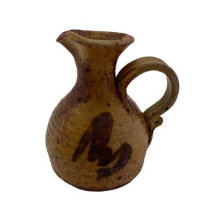 Vtg Studio Art Mini Pitcher Pottery Bud Vase 3 1/2” Neutrals Brown