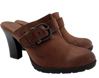 BOC Born Women Shoe Size 8 Mule Heeled Clog Distressed Brown BC2439 EUC