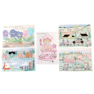空白のメモカード 手描きのペンシルバニア州民芸品 カントリーキルト セール 納屋の庭の花 5 インチ x 3-1/3 インチ メモカード 封筒付き