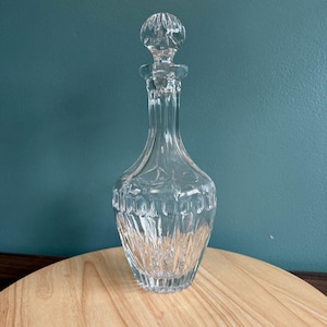 Vintage Crystal Decanter With Stopper Bohemia Czech Republic Elegant Cut Thumbprint and Fan