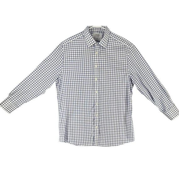dress shirts charles tyrwhitt Charles Tyrwhitt Mens Cotton Dress Shirt 17/33 Blue Plaid Check Long Sleeve  Button-up