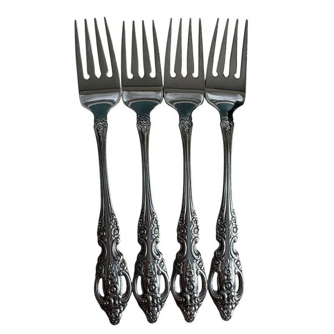 Oneida Pembrooke Renoir SSS Stainless Flatware 4-piece Salad Fork Set ...