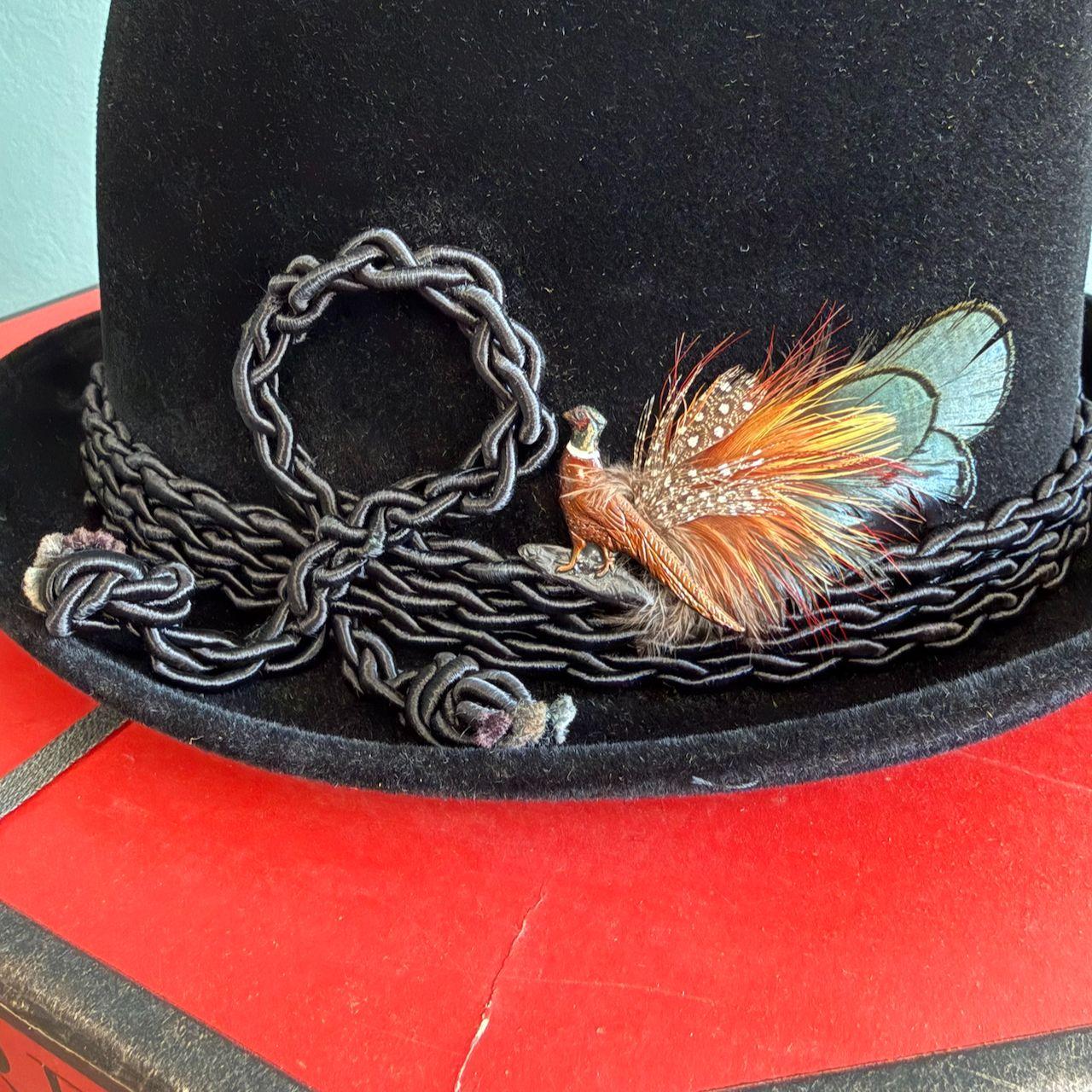 1950s Doutrichs Derby Bowler Hat Dobbs 5th Ave Box 7-1/4 Black