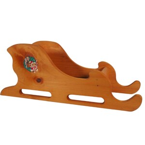Vintage Wooden Santa Sled With Decals Natural Farmhouse MCM Large Arrangemets