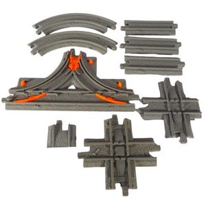 Geotrax Gray Grey  Swtich Crossing Tracks 9 Piece Small Med Large Curved