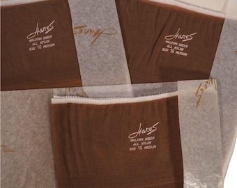 Vintage Hanes Stockings Sheer Driftwood 530 10 M 3 Pairs Walking RHT NOS