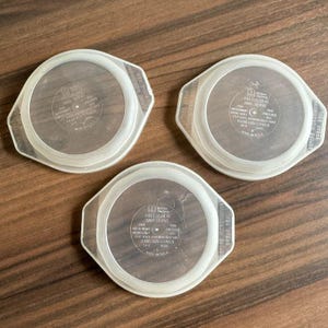 Set Of 3 Vintage Anchor Hocking Freezer & Microwave Safe Ramekin Covers Made In USA