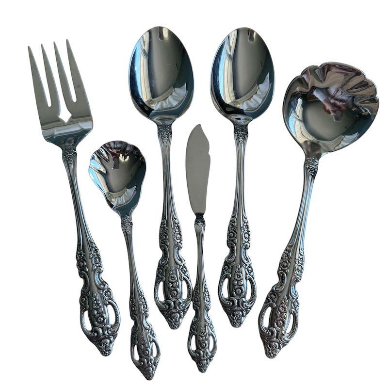 6 Pc Serving Set SSS Oneida Pembrooke Renoir Stainless Flatware