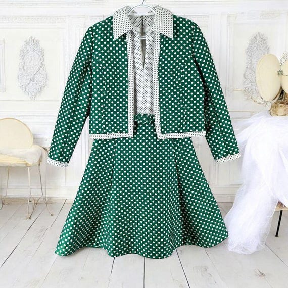 Vtg Saks Fifth Avenue Dress 14-16 Matching Jacket Green White Polka Dot  Sleeveless No Tags - Etsy