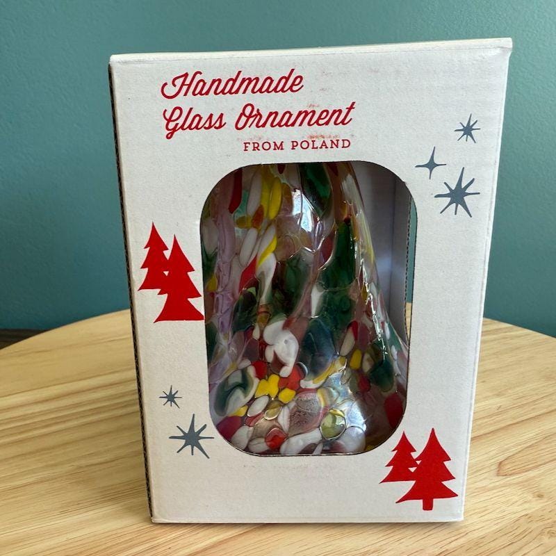 Handmade Zorza Polish Handblown Glass Bell Ornament Colorful