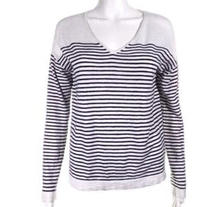 Gap Sweater Women Size Small  V Neck Striped Long Sleeve Black White
