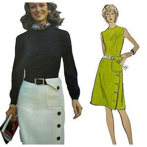 Patrón de costura vintage sin cortar de Vogue París para vestido Molyneux 2692, largo hasta la rodilla, talla 16