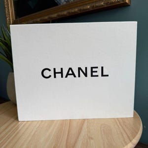 Chanel White Rigid Gift Box With Lid & Ribbon Pull Storage Or Display Use